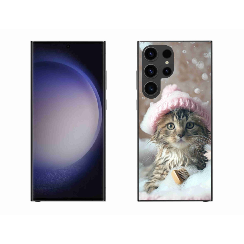 Gelový kryt mmCase na Samsung Galaxy S23 Ultra 5G - kotě a koupel