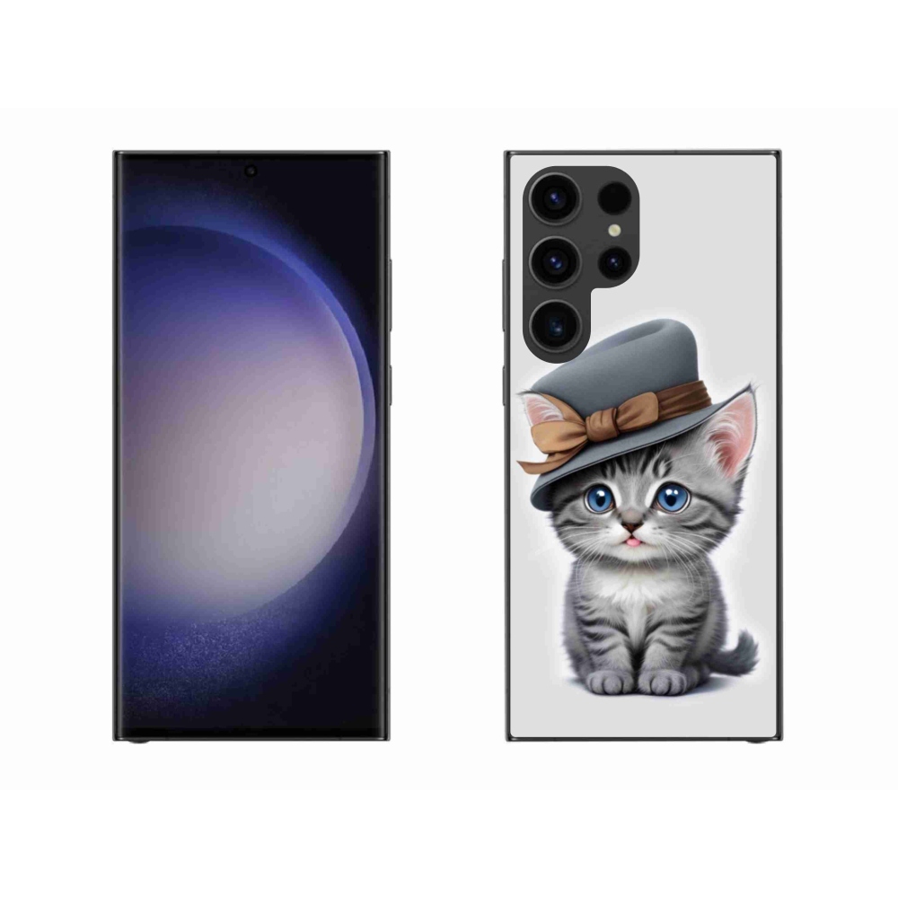 Gelový kryt mmCase na Samsung Galaxy S23 Ultra 5G - kotě s kloboukem