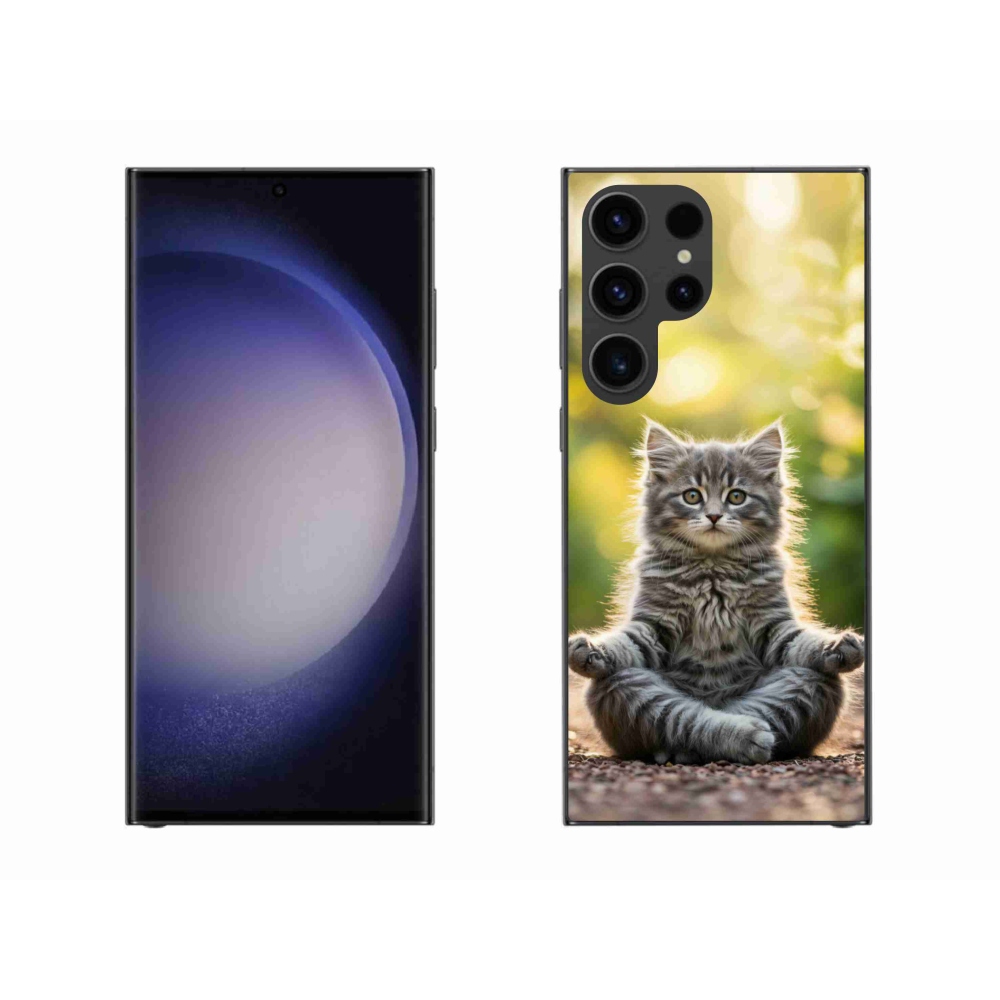Gelový kryt mmCase na Samsung Galaxy S23 Ultra 5G - meditující kotě