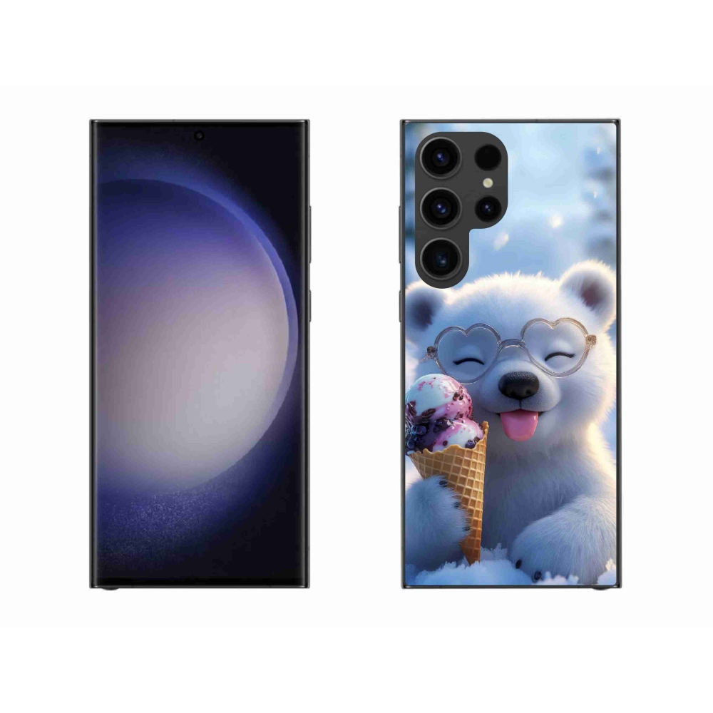 Gelový kryt mmCase na Samsung Galaxy S23 Ultra 5G - medvídek se zmrzlinou