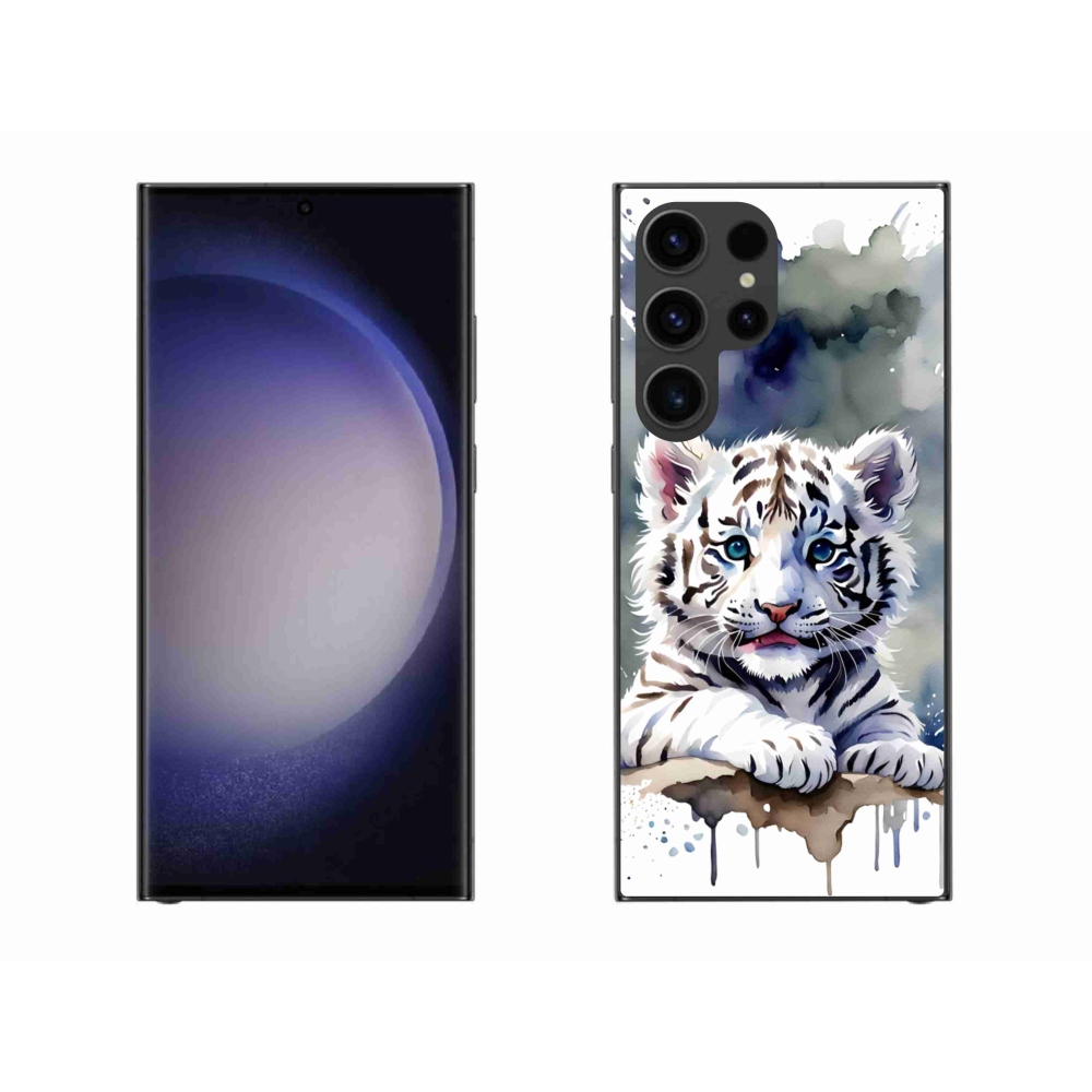 Gelový kryt mmCase na Samsung Galaxy S23 Ultra 5G - mládě bílého tygra