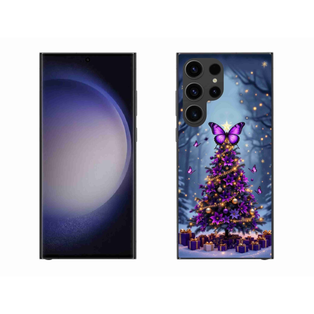Gelový kryt mmCase na Samsung Galaxy S23 Ultra 5G - motýlí vánoční stromek