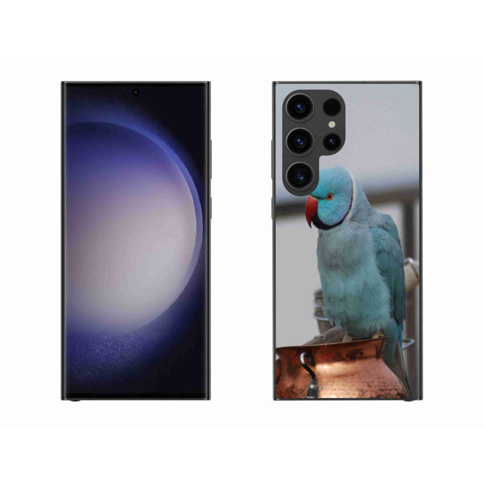 Gelový kryt mmCase na Samsung Galaxy S23 Ultra 5G - papoušek alexandr modrý