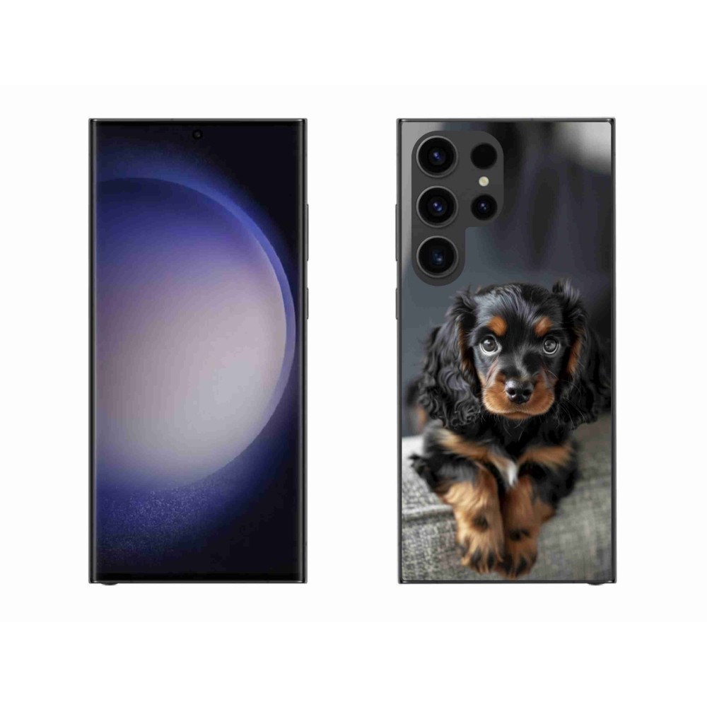 Gelový kryt mmCase na Samsung Galaxy S23 Ultra 5G - roztomilý dlouhosrstý jezevčík