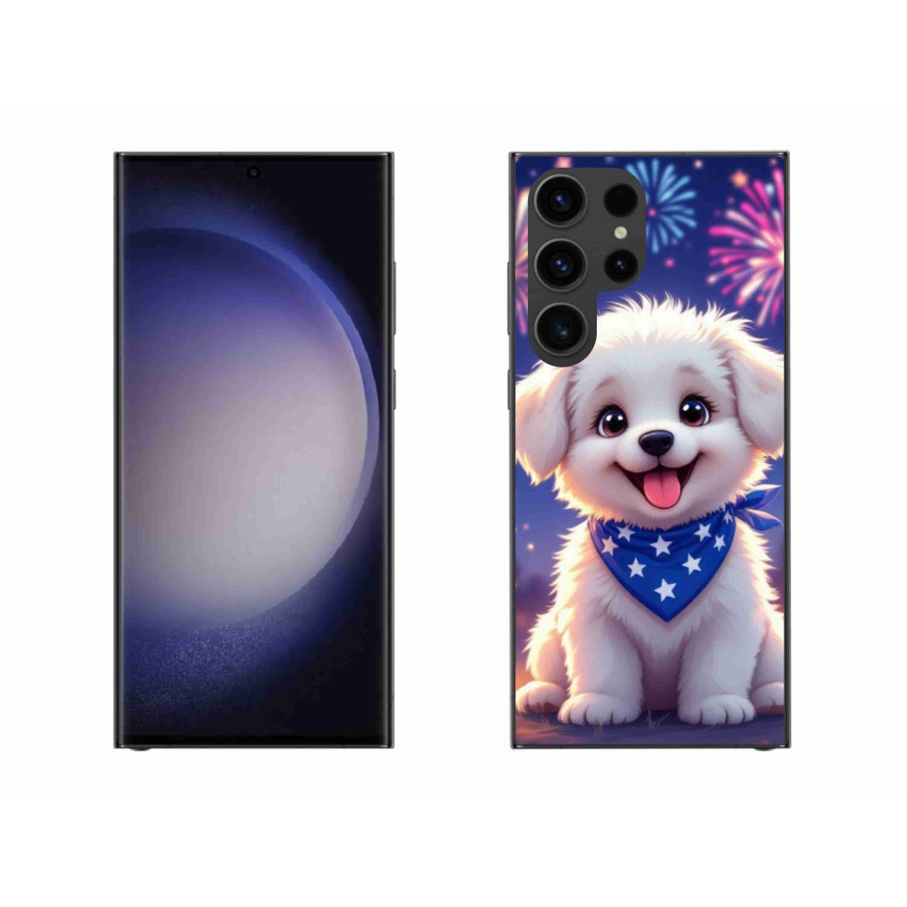 Gelový kryt mmCase na Samsung Galaxy S23 Ultra 5G - slavnostní štěně