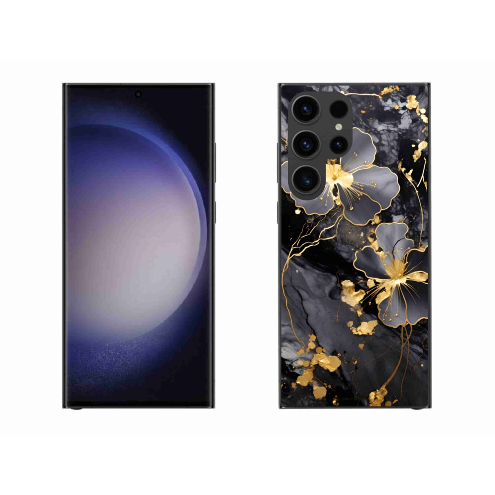 Gelový kryt mmCase na Samsung Galaxy S23 Ultra 5G - zlaté květy