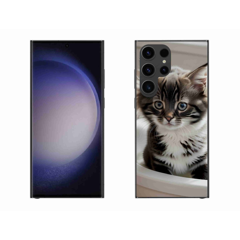 Gelový kryt mmCase na Samsung Galaxy S23 Ultra 5G - zvědavé kotě