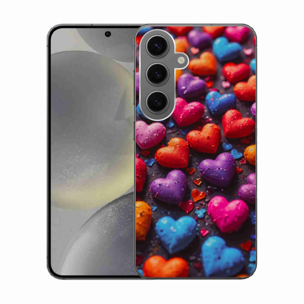 Gelový kryt mmCase na Samsung Galaxy S24 - barevná srdce