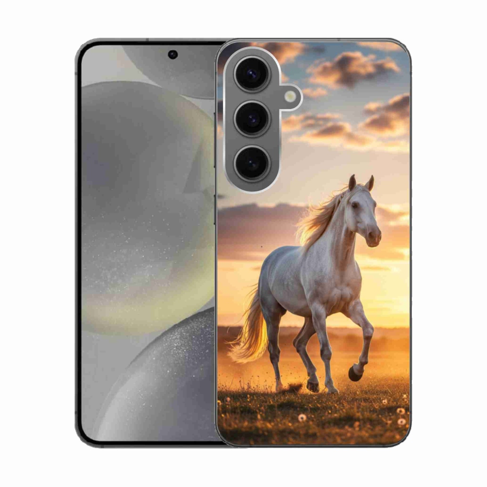 Gelový kryt mmCase na Samsung Galaxy S24 - běžící bílý kůň 2