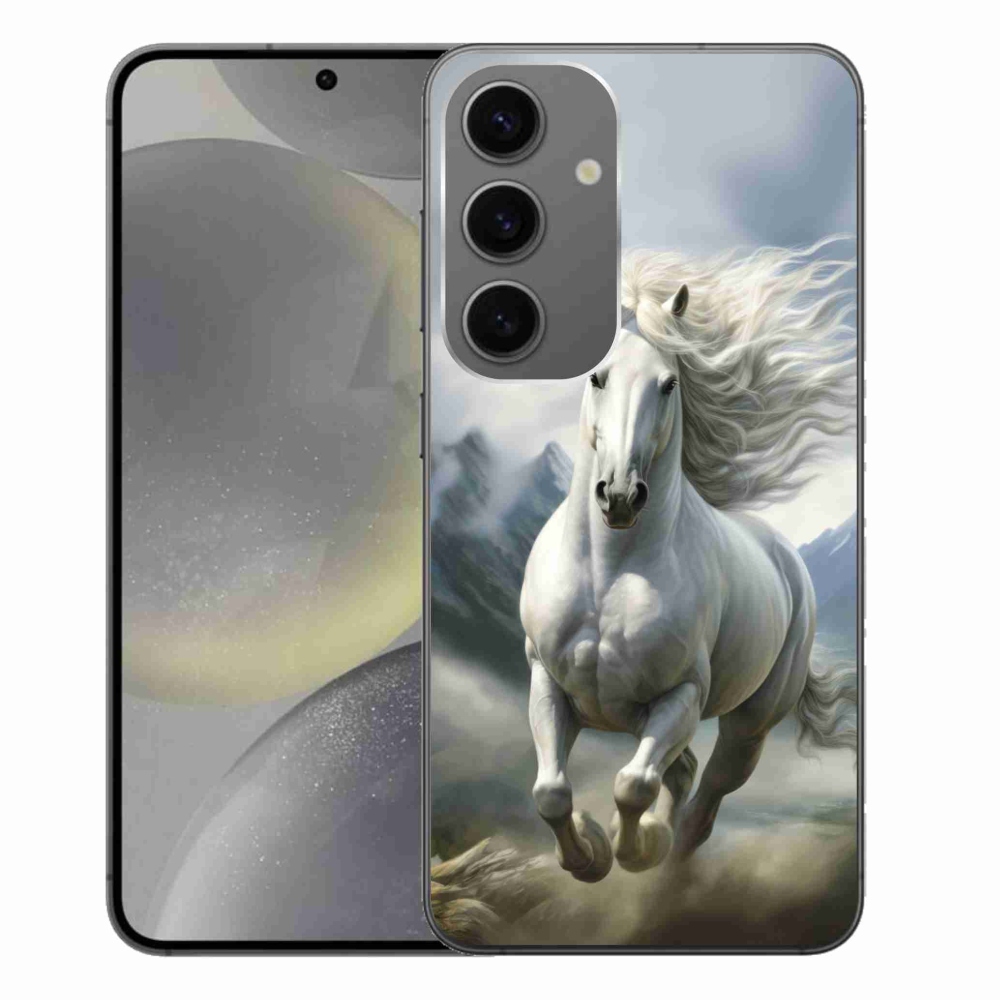 Gelový kryt mmCase na Samsung Galaxy S24+ - běžící bílý kůň 3