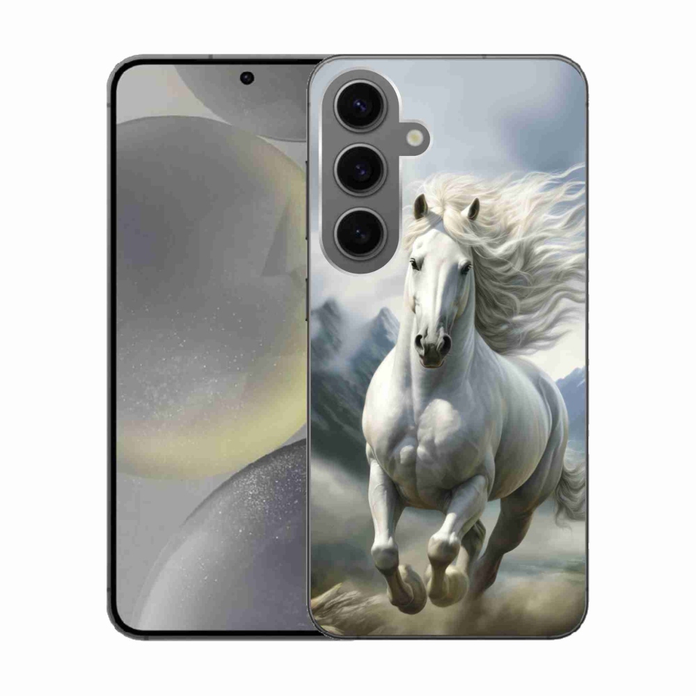 Gelový kryt mmCase na Samsung Galaxy S24 - běžící bílý kůň 3