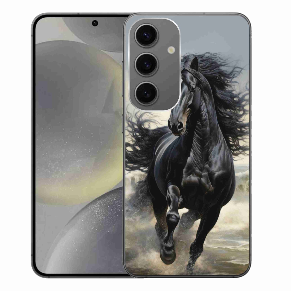 Gelový kryt mmCase na Samsung Galaxy S24+ - běžící černý kůň