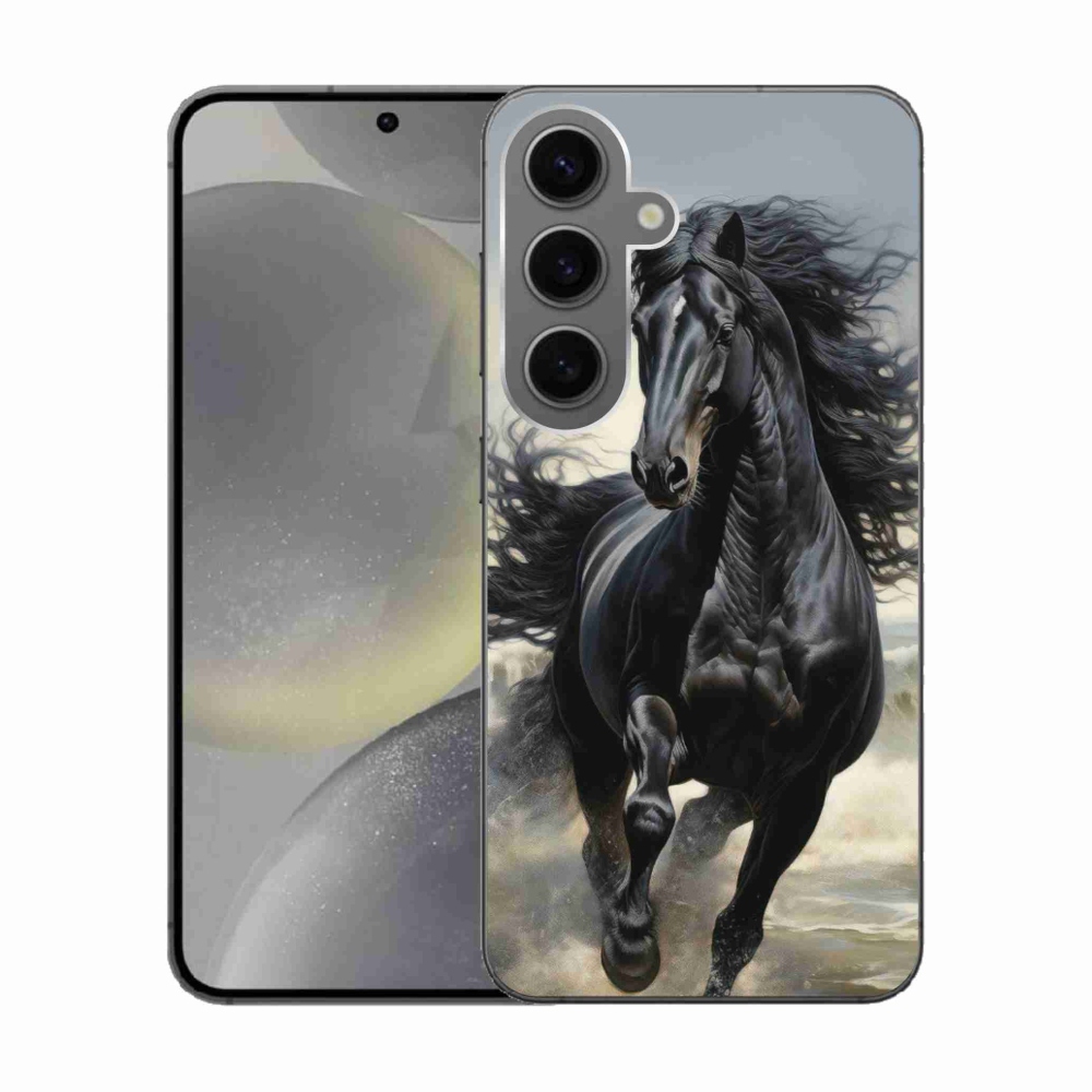 Gelový kryt mmCase na Samsung Galaxy S24 - běžící černý kůň