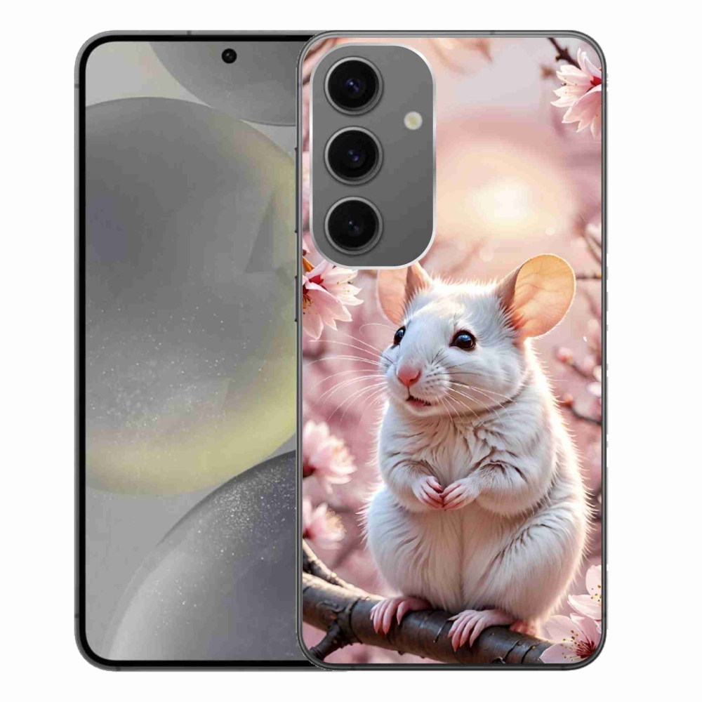 Gelový kryt mmCase na Samsung Galaxy S24+ - bílá myš na větvi