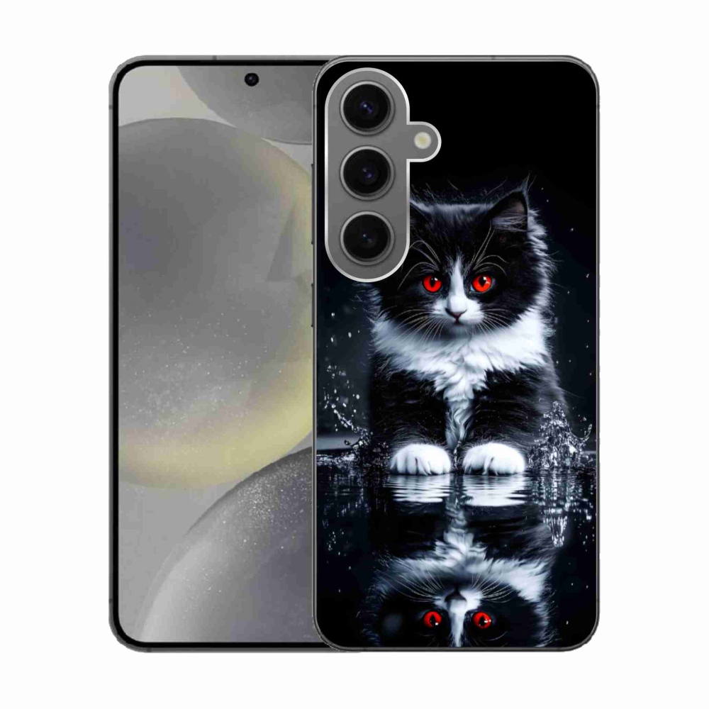 Gelový kryt mmCase na Samsung Galaxy S24 - černobílé kotě