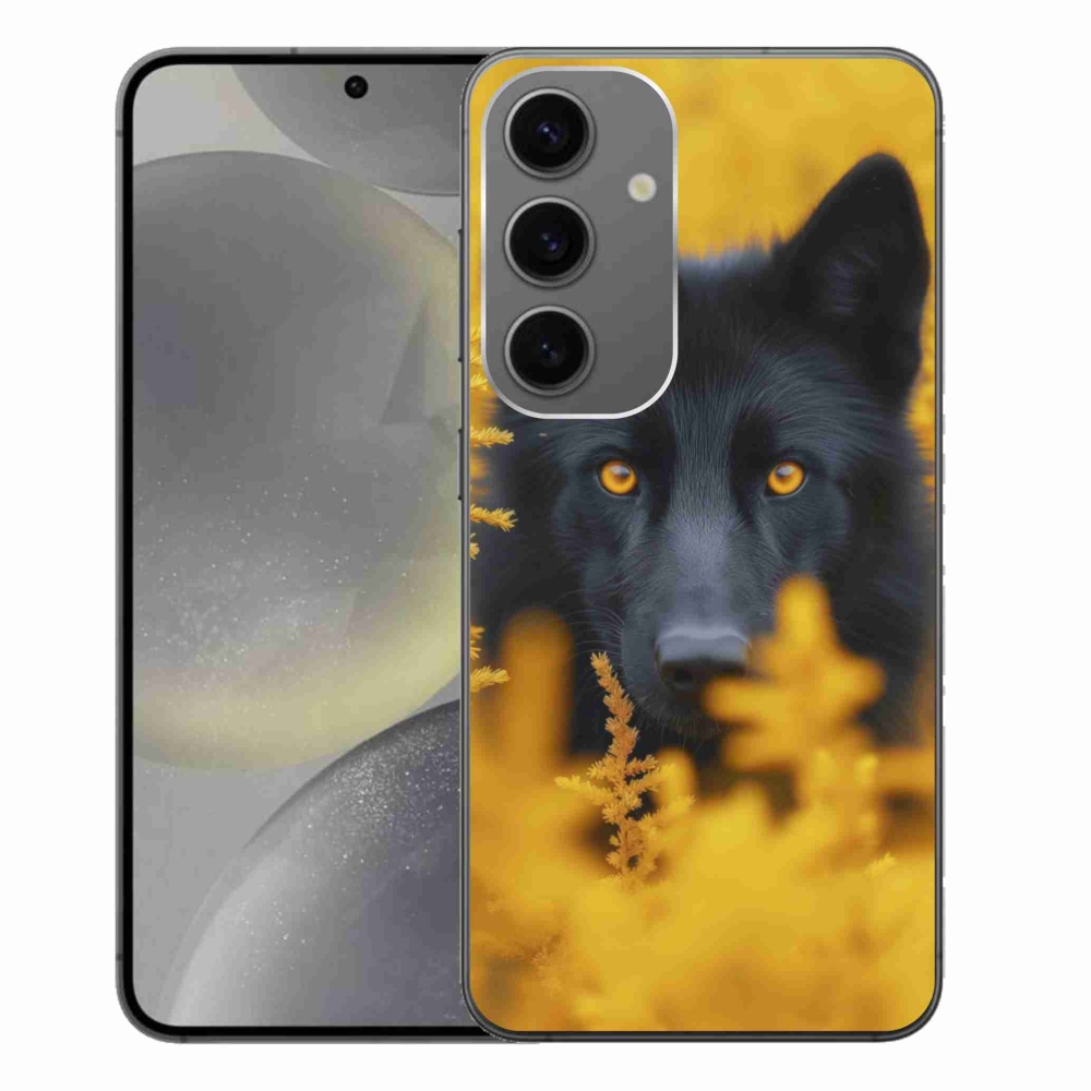 Gelový kryt mmCase na Samsung Galaxy S24+ - černý vlk 2