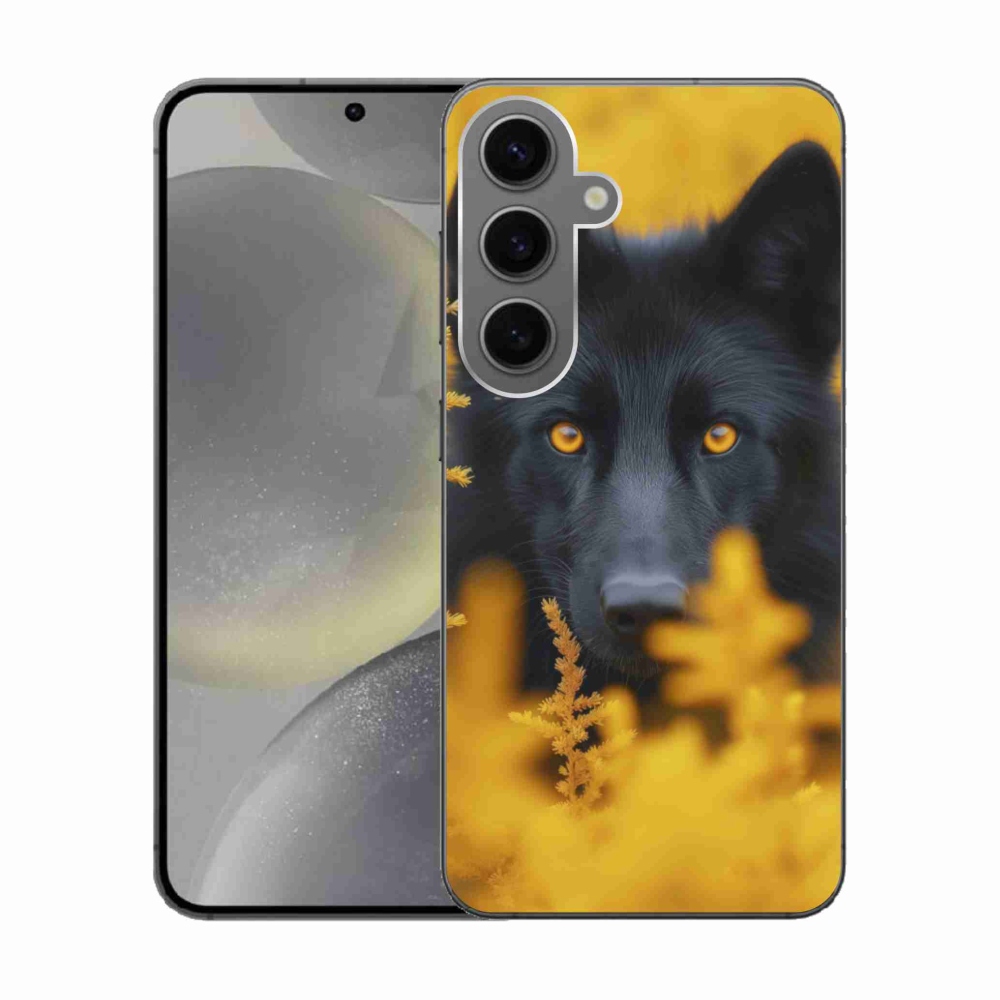 Gelový kryt mmCase na Samsung Galaxy S24 - černý vlk 2
