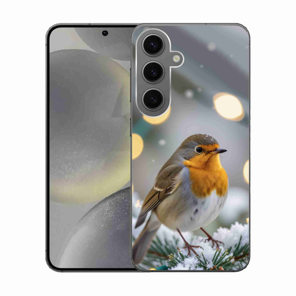 Gelový kryt mmCase na Samsung Galaxy S24 - červenka v zimě
