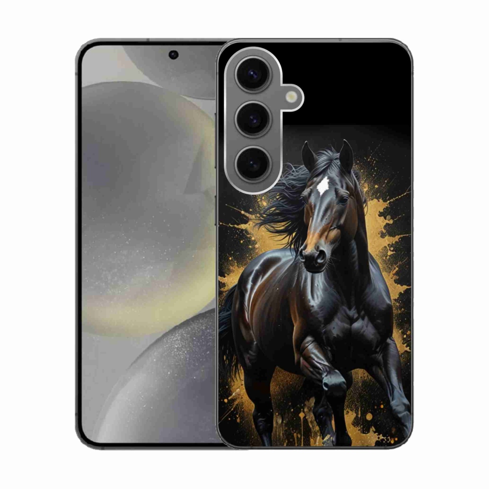 Gelový kryt mmCase na Samsung Galaxy S24 - elegantní černý hřebec