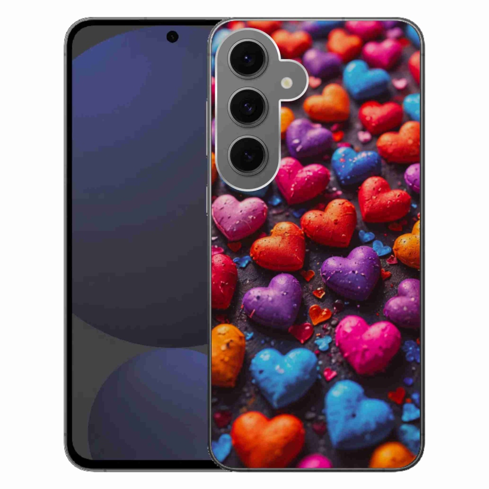 Gelový kryt mmCase na Samsung Galaxy S24 FE - barevná srdce