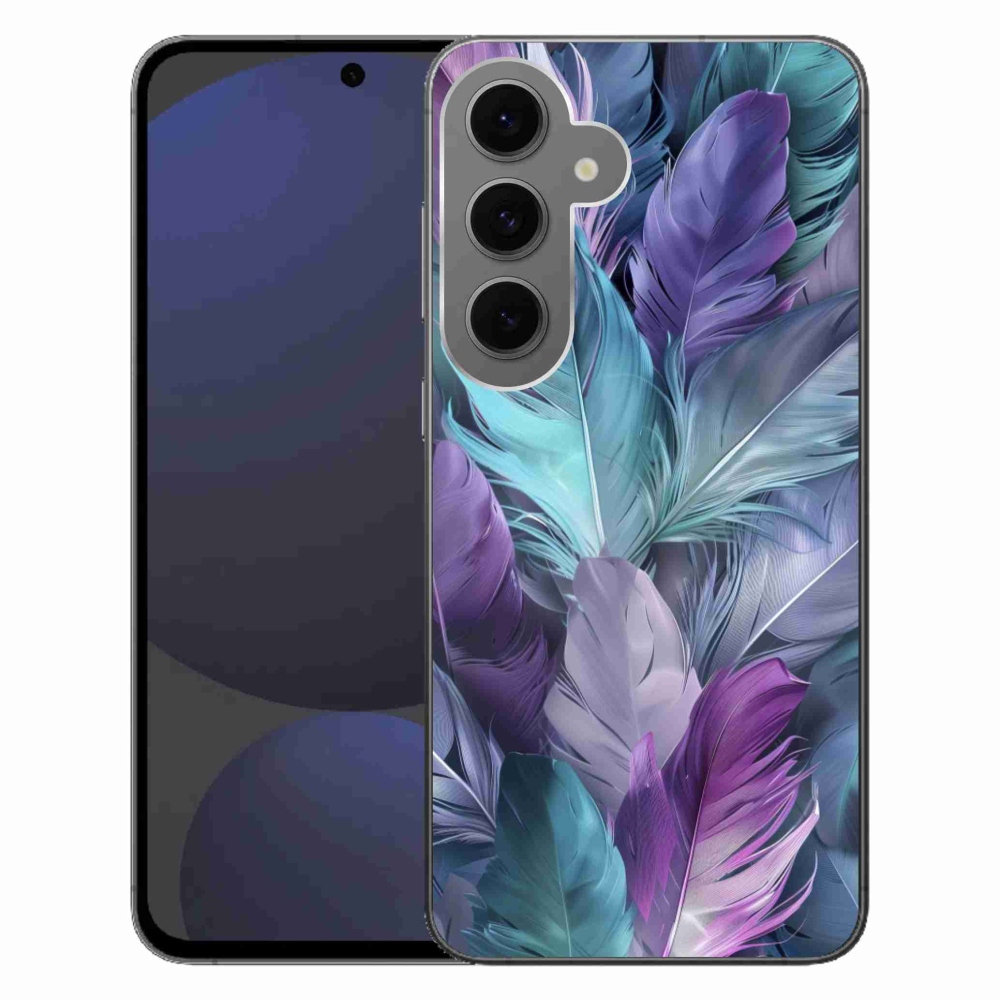 Gelový kryt mmCase na Samsung Galaxy S24 FE - barevné peří 2