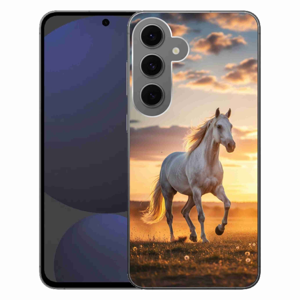 Gelový kryt mmCase na Samsung Galaxy S24 FE - běžící bílý kůň 2