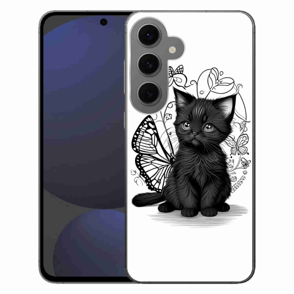 Gelový kryt mmCase na Samsung Galaxy S24 FE - černé kotě