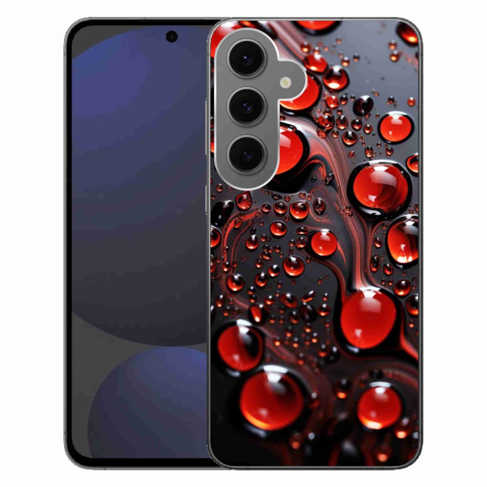 Gelový kryt mmCase na Samsung Galaxy S24 FE - červené kapky 2