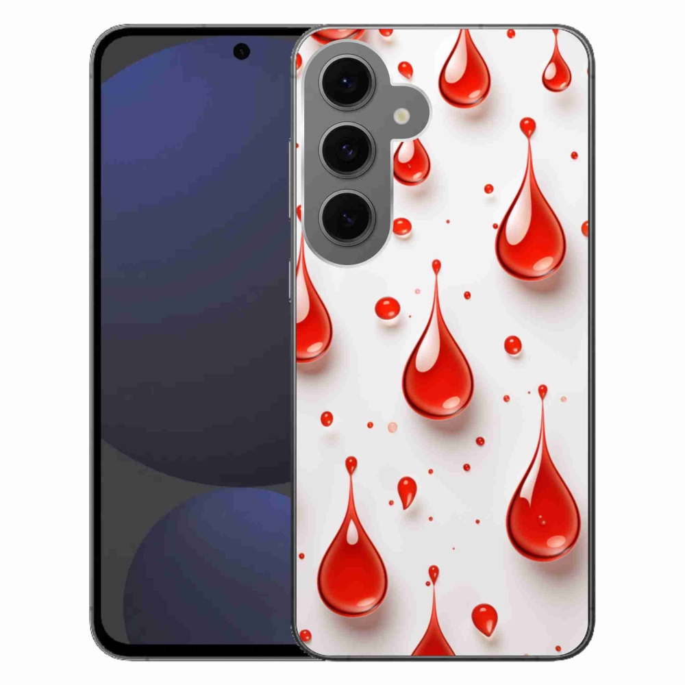 Gelový kryt mmCase na Samsung Galaxy S24 FE - červené kapky
