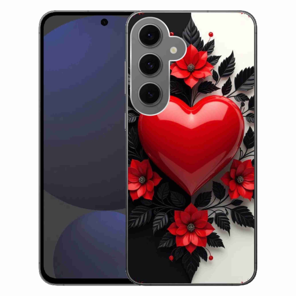 Gelový kryt mmCase na Samsung Galaxy S24 FE - červené srdce