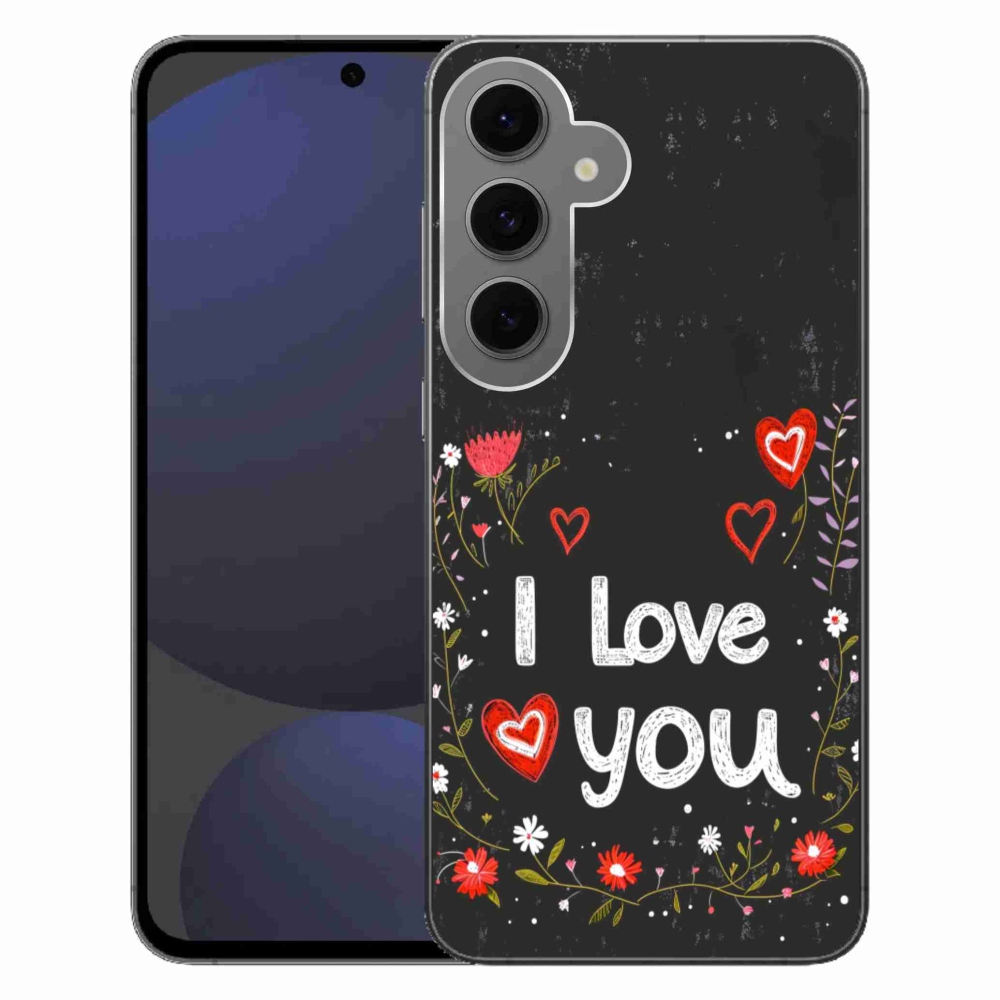 Gelový kryt mmCase na Samsung Galaxy S24 FE - I love you černé pozadí
