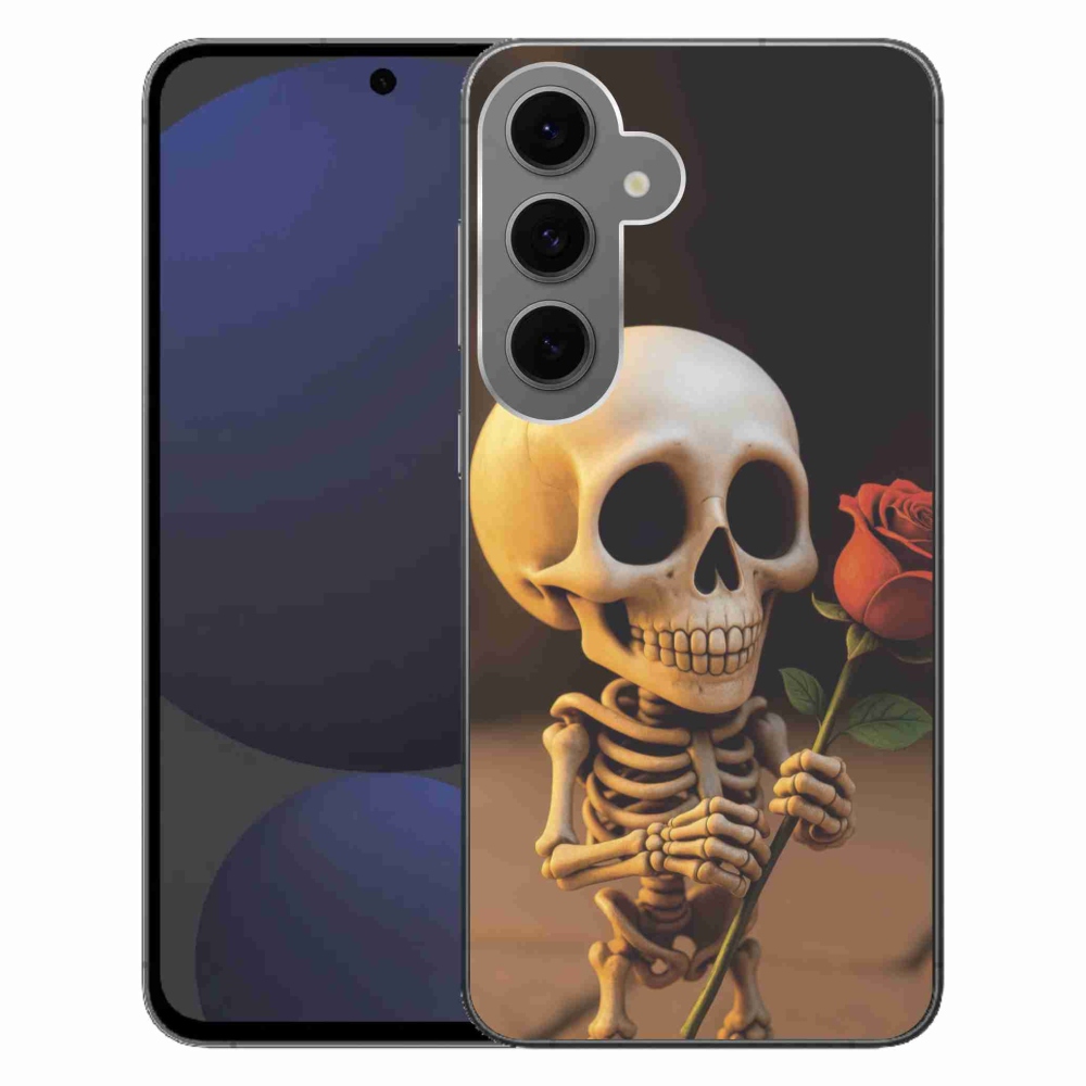 Gelový kryt mmCase na Samsung Galaxy S24 FE - kostlivec s růží