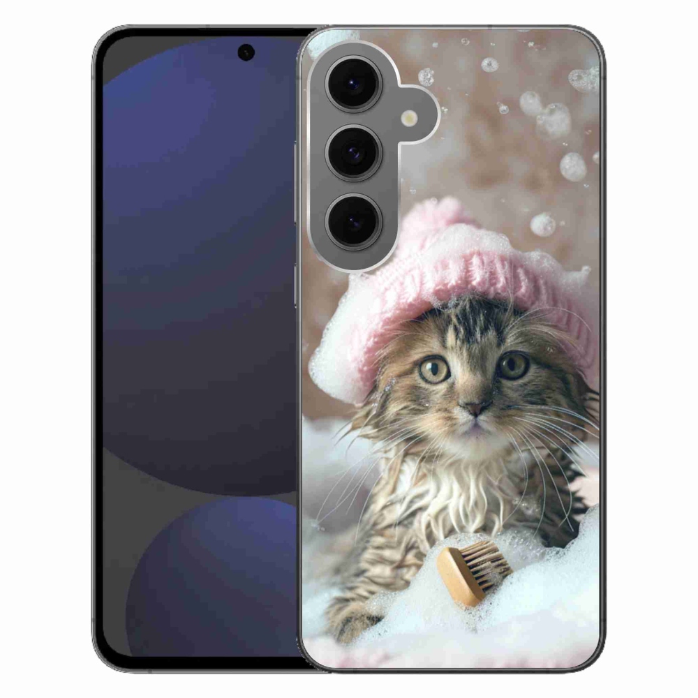 Gelový kryt mmCase na Samsung Galaxy S24 FE - kotě a koupel