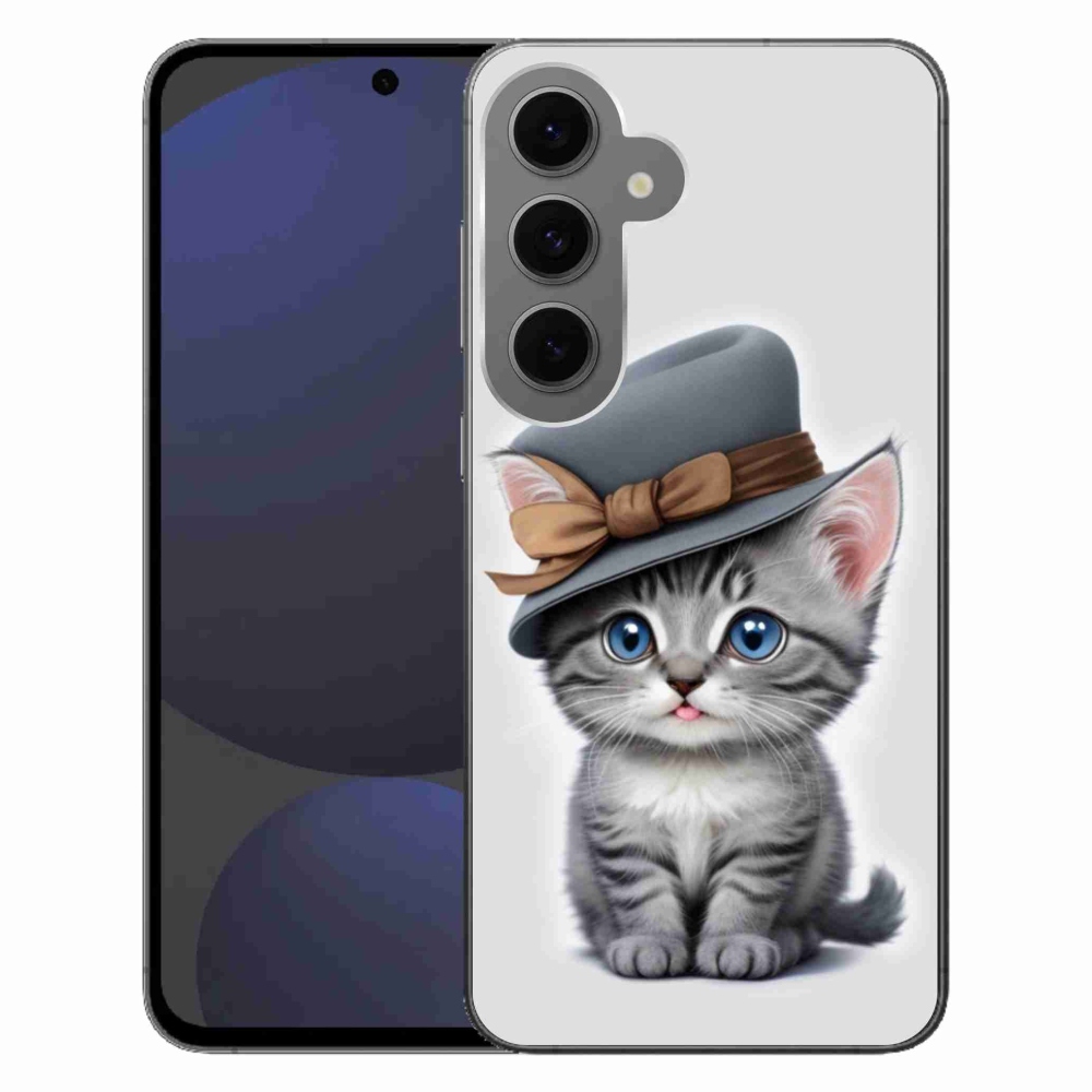 Gelový kryt mmCase na Samsung Galaxy S24 FE - kotě s kloboukem