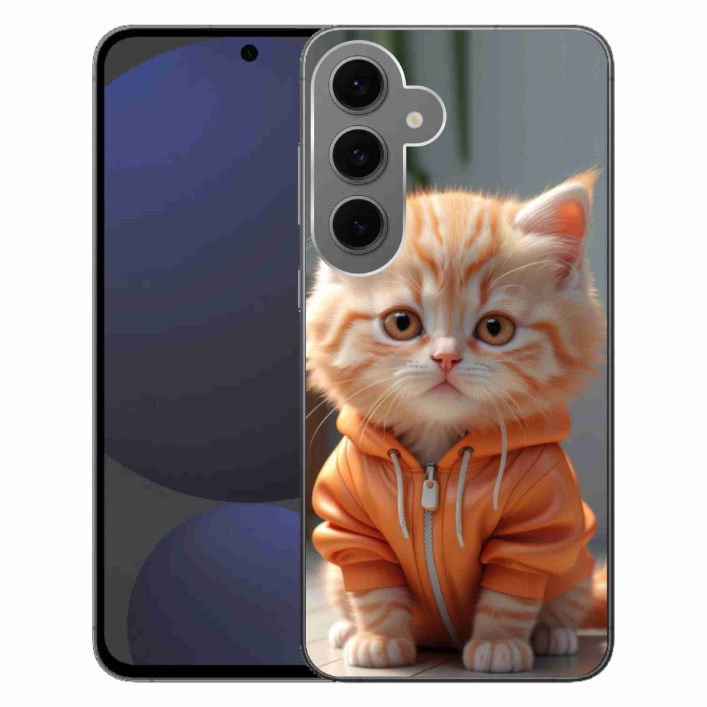 Gelový kryt mmCase na Samsung Galaxy S24 FE - kotě v mikině
