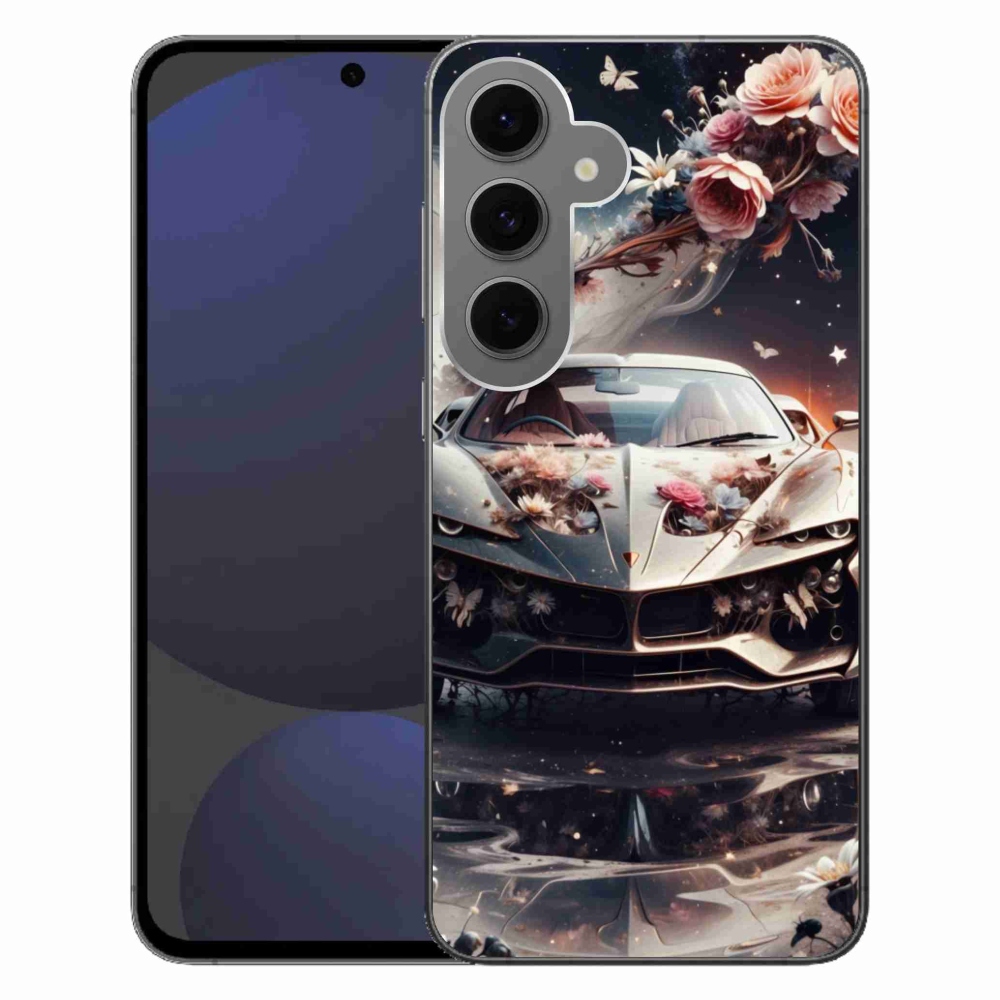 Gelový kryt mmCase na Samsung Galaxy S24 FE - květinový sportovní vůz