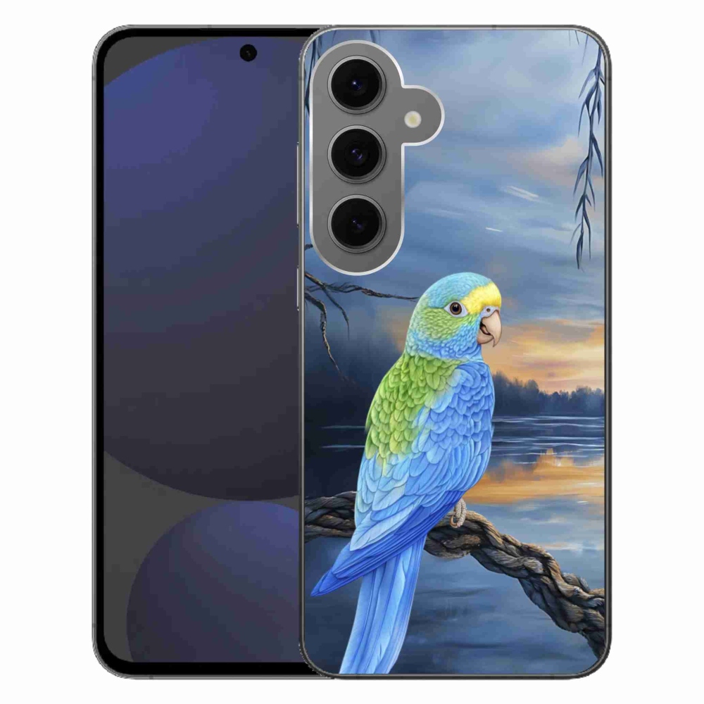 Gelový kryt mmCase na Samsung Galaxy S24 FE - modrý papoušek