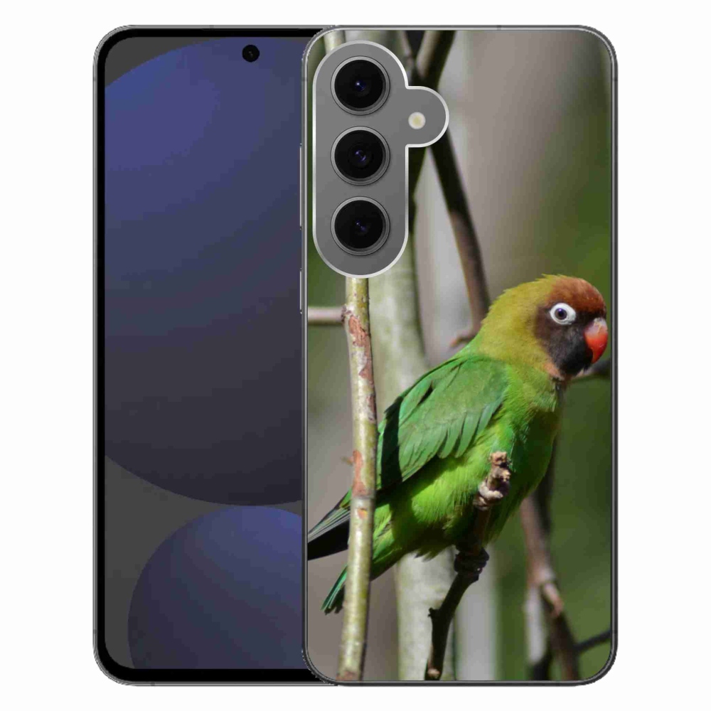 Gelový kryt mmCase na Samsung Galaxy S24 FE - papoušek agapornis