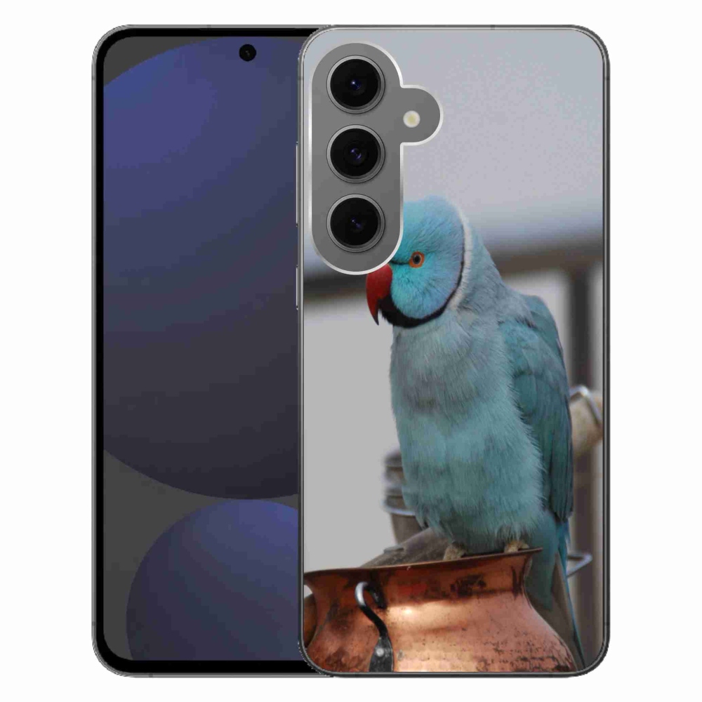 Gelový kryt mmCase na Samsung Galaxy S24 FE - papoušek alexandr modrý