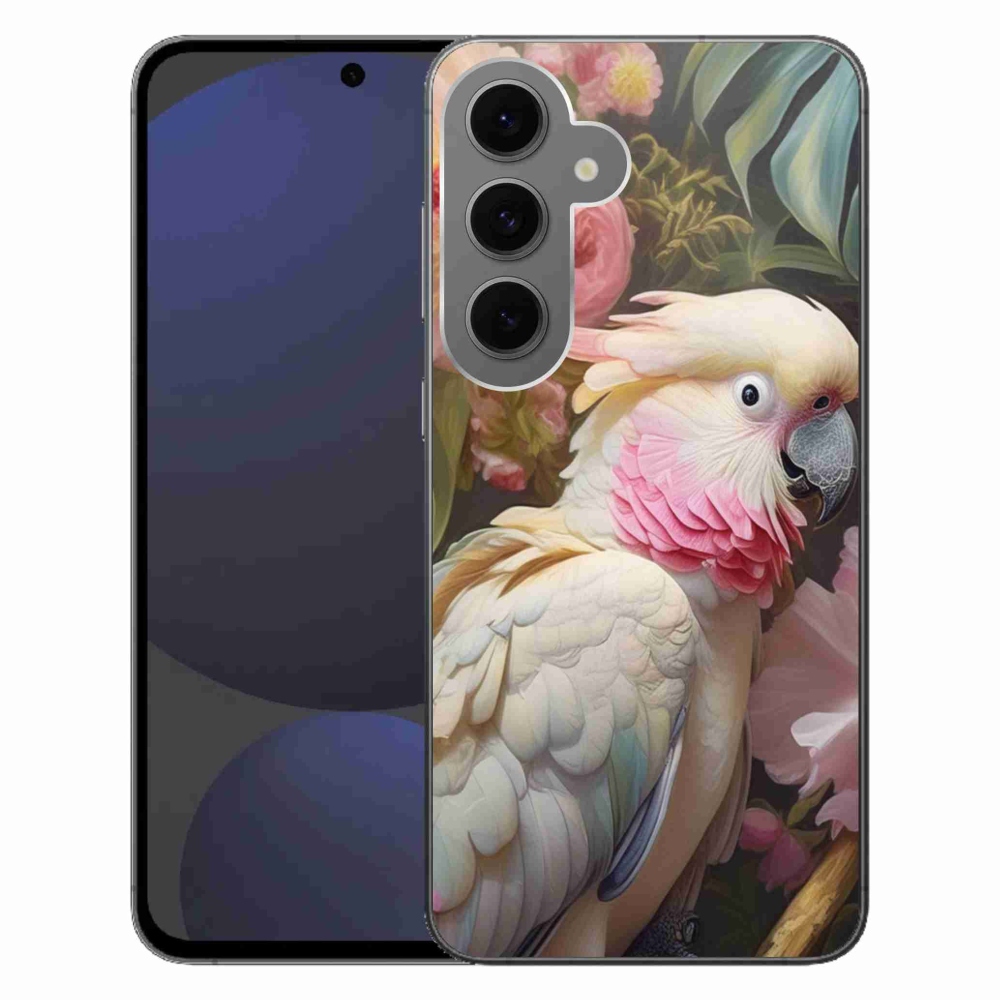 Gelový kryt mmCase na Samsung Galaxy S24 FE - papoušek kakadu růžový 2