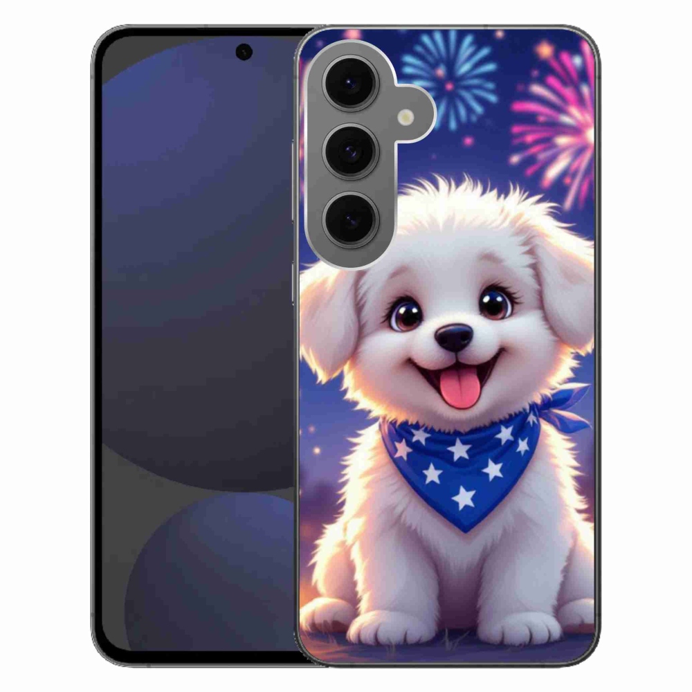 Gelový kryt mmCase na Samsung Galaxy S24 FE - slavnostní štěně