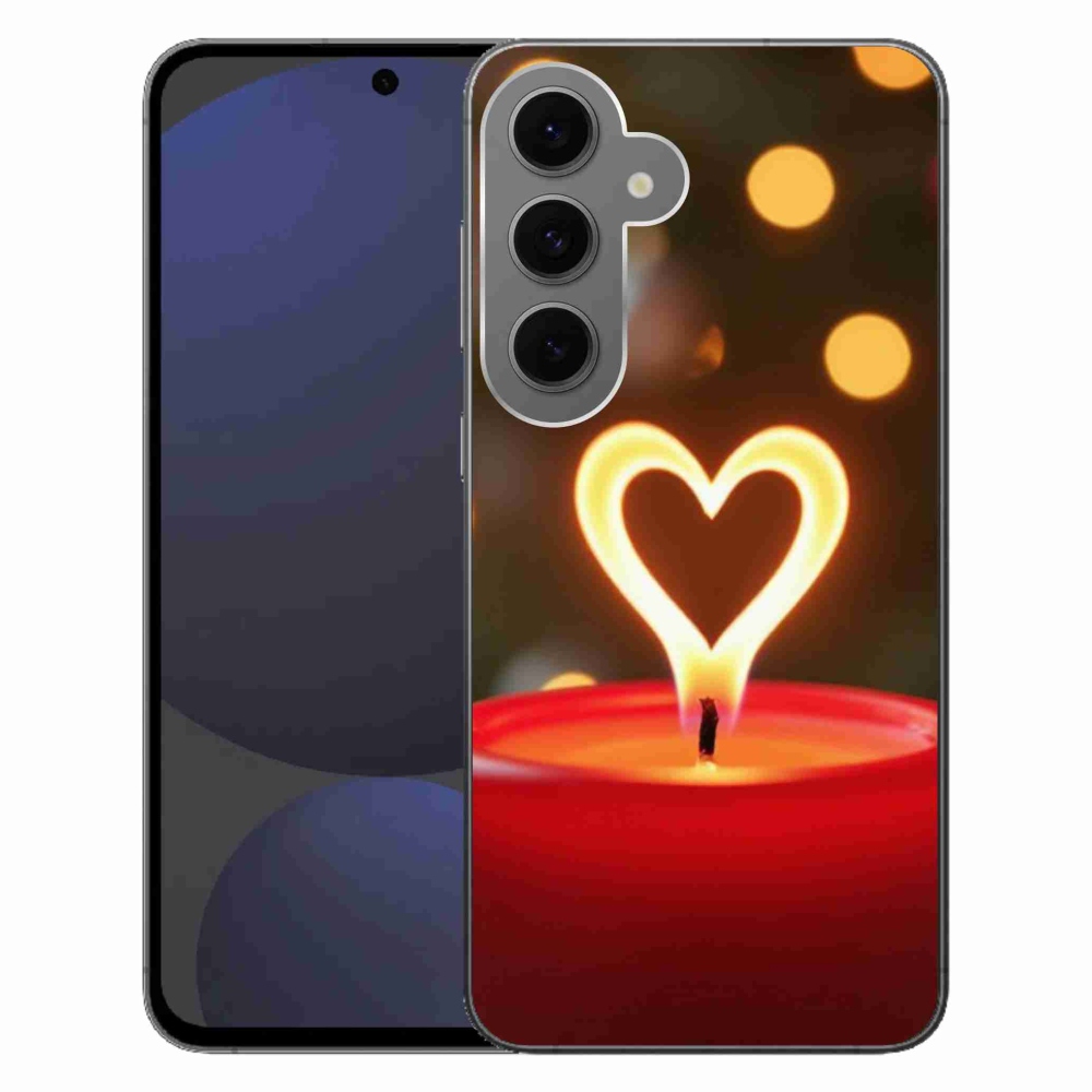 Gelový kryt mmCase na Samsung Galaxy S24 FE - srdce z plamene