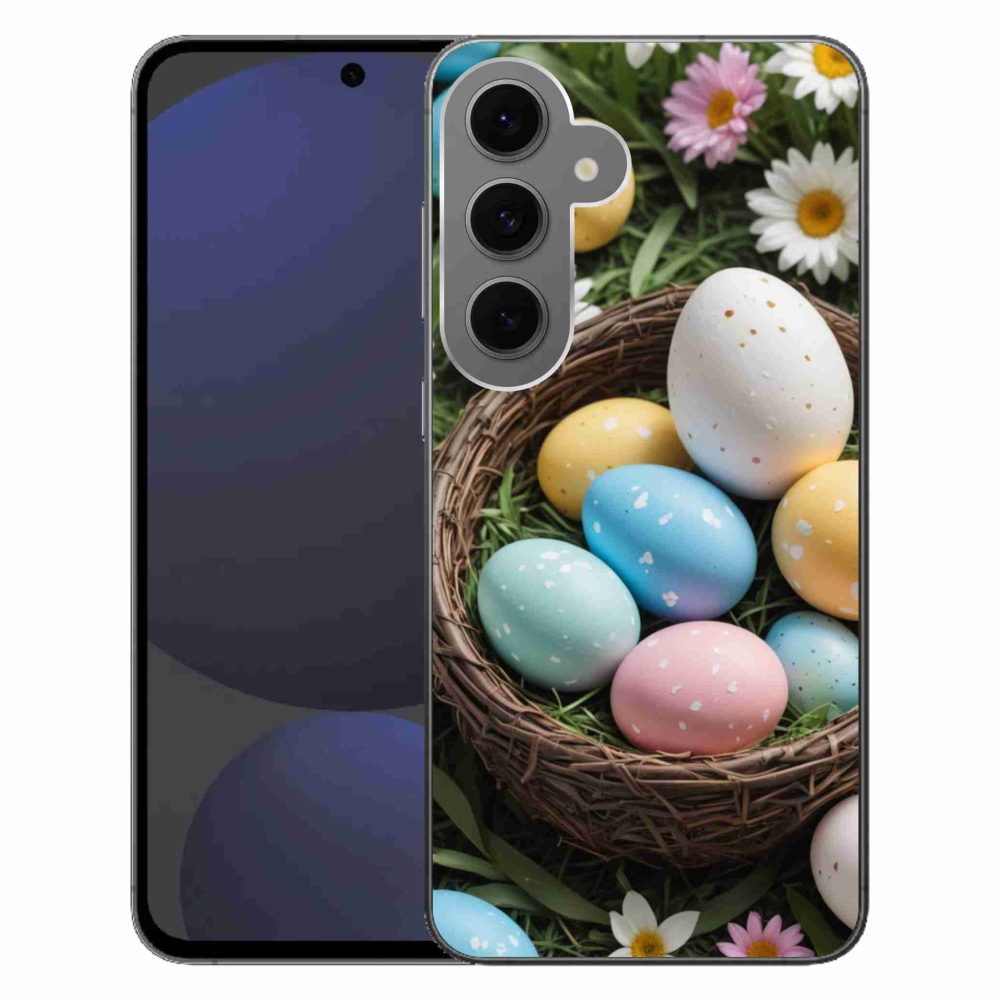 Gelový kryt mmCase na Samsung Galaxy S24 FE - velikonoční vajíčka 2
