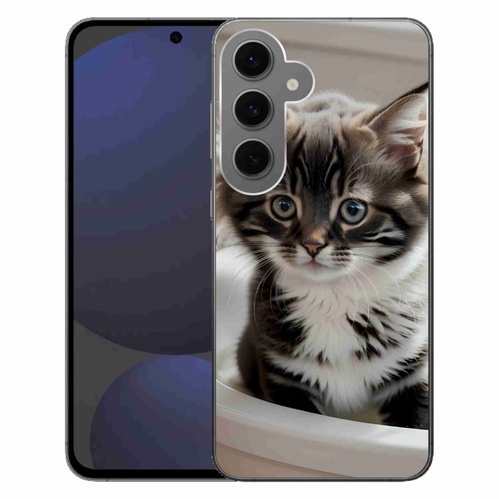 Gelový kryt mmCase na Samsung Galaxy S24 FE - zvědavé kotě