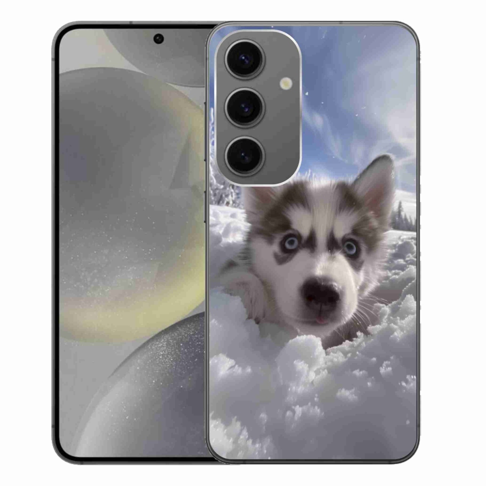 Gelový kryt mmCase na Samsung Galaxy S24+ - husky ve sněhu