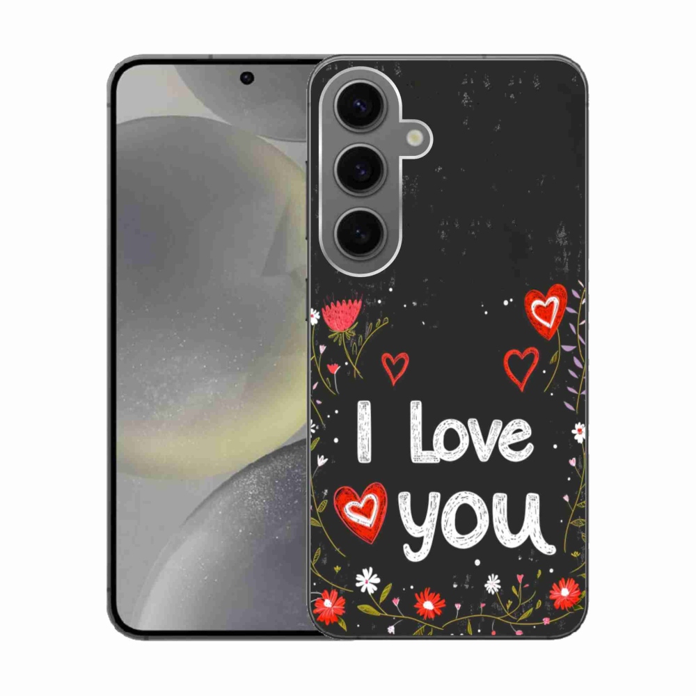 Gelový kryt mmCase na Samsung Galaxy S24 - I love you černé pozadí