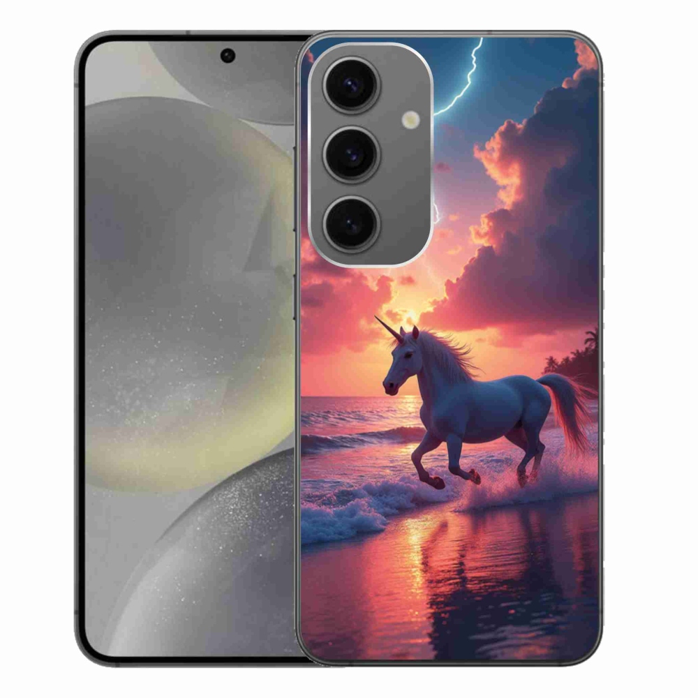Gelový kryt mmCase na Samsung Galaxy S24+ - jednorožec na pláži