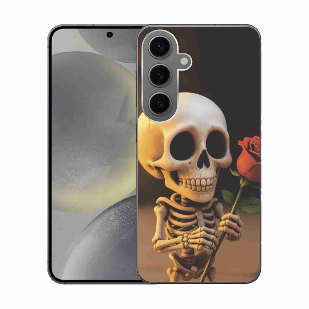 Gelový kryt mmCase na Samsung Galaxy S24 - kostlivec s růží