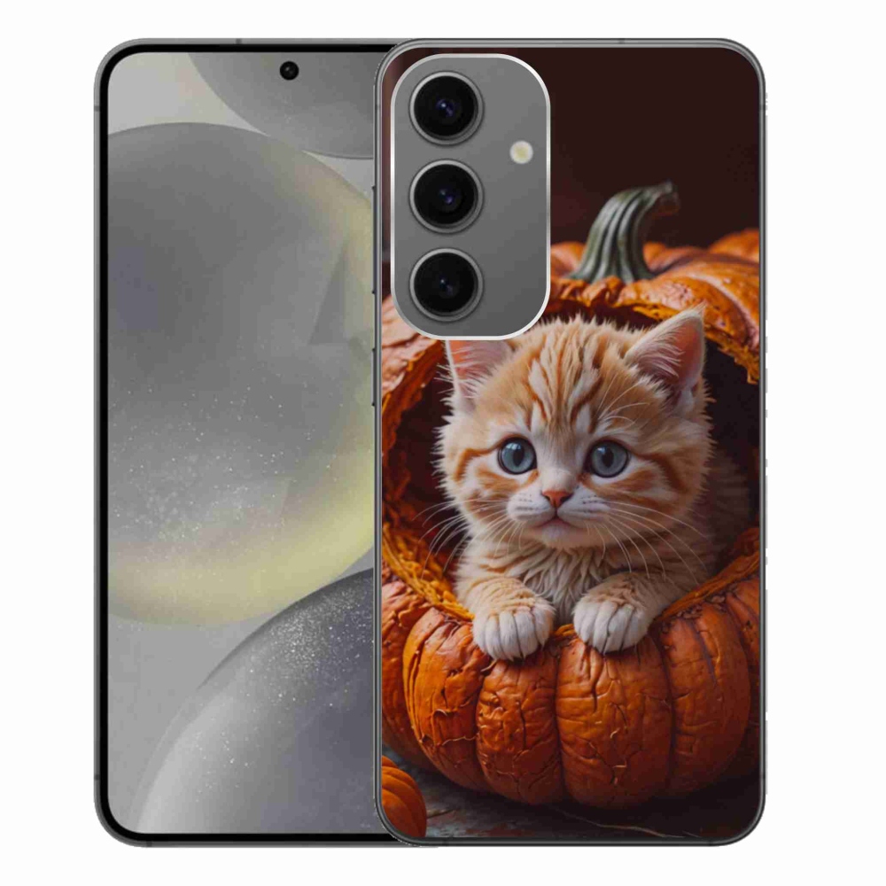 Gelový kryt mmCase na Samsung Galaxy S24+ - kotě a dýně 2