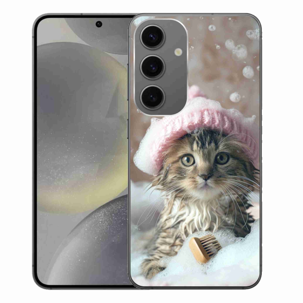 Gelový kryt mmCase na Samsung Galaxy S24+ - kotě a koupel